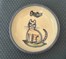 VTG M.A. Hadley Cat & Fish Plate/ Bowl with  Rare Etched Signature **see note