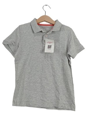 vertbaudet Poloshirt Grau Gr. 128 Kurzarm Melierter Baumwolle Kinder Polo