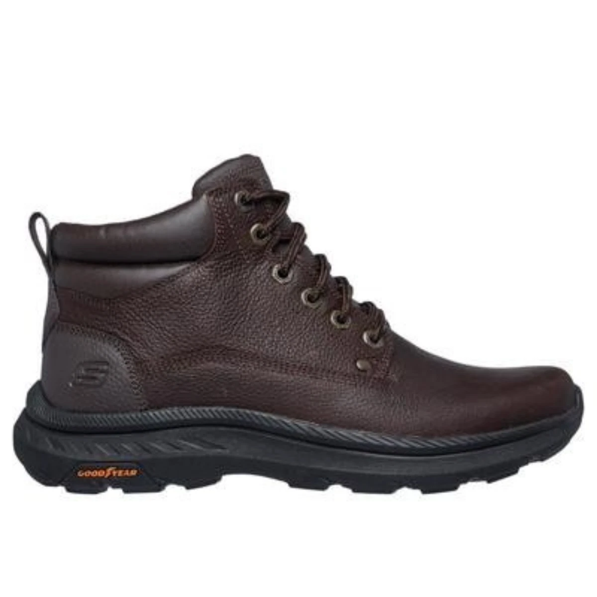 Skechers Relaxed Fit Brenton Mens Size 9 Brown Leather Hiking Boots DKBR NIB Brown Skechers Relaxed Fit Boots for Men for sale | eBay main image 3