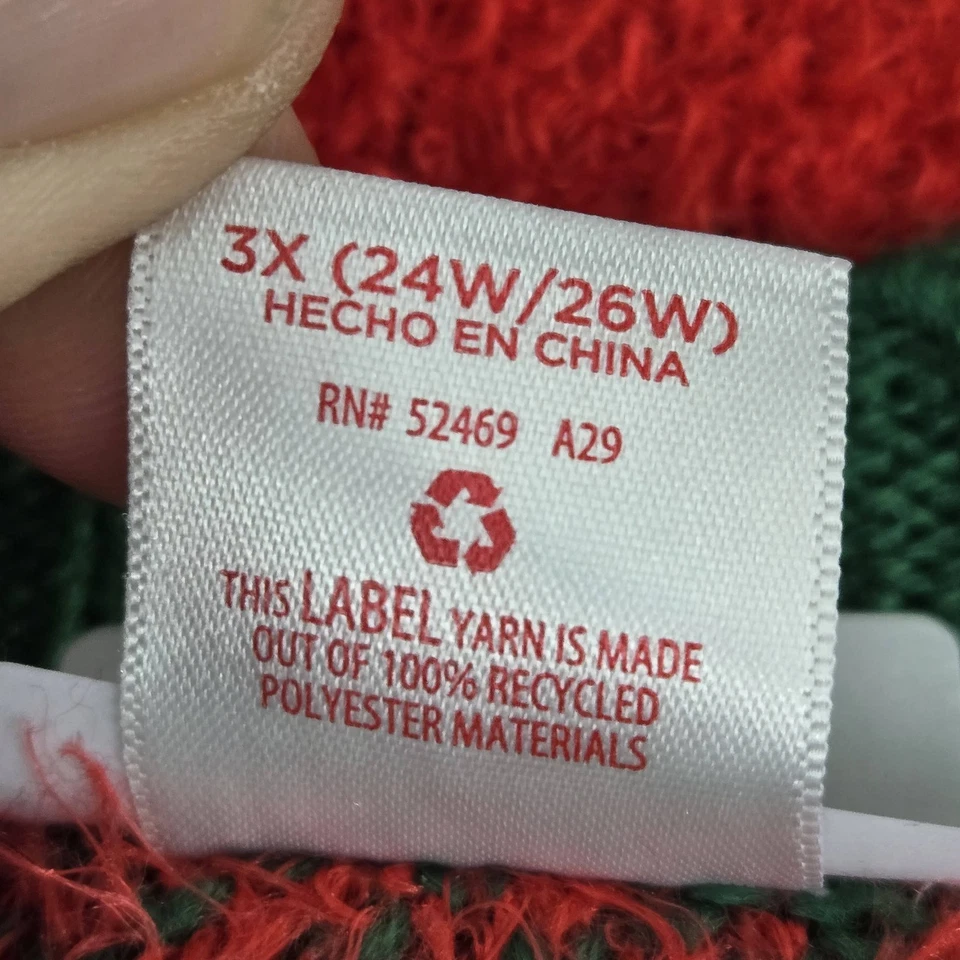 Suéter Holiday Time Mujer 3X (24W/26W) Rojo Geométrico Perro Regalo Feo Foto 4 de 4