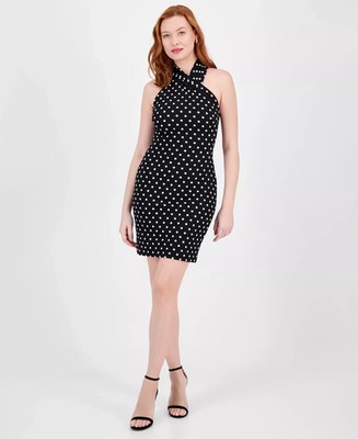 Rachel Rachel Roy Womens M Harland Polka Dot Halter Mini Dress Black | eBay
