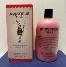 Philosophy PEPPERMINT STICK Shampoo Shower Gel Bubble Bath 16 oz New In Box