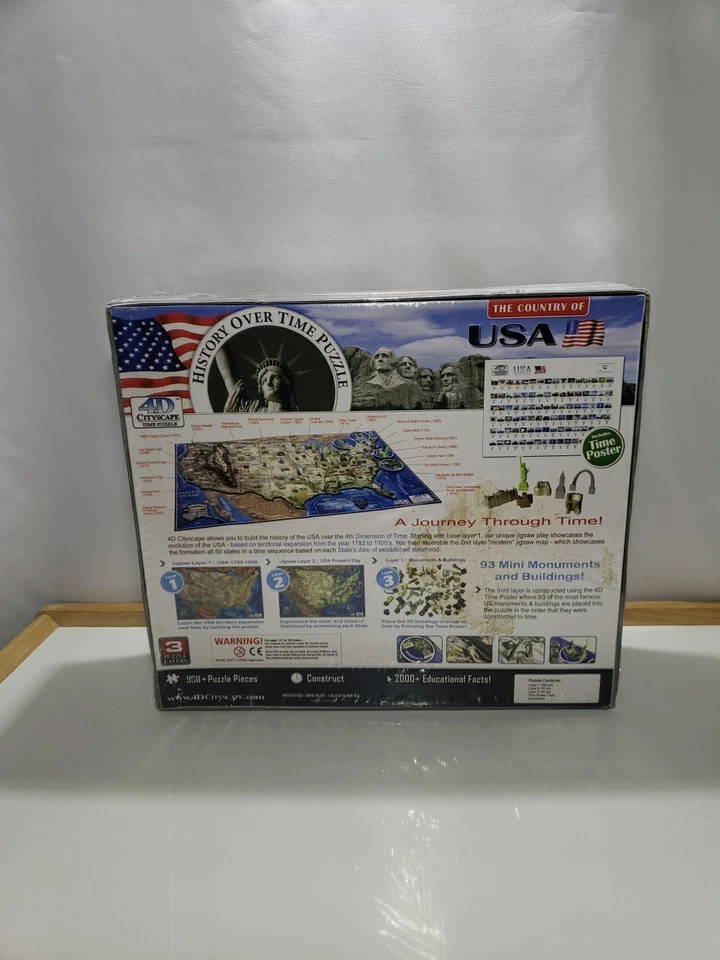 Rompecabezas Paisaje Urbano 4D EE. UU. Historia Con el Tiempo Rompecabezas 950 Piezas Nuevo Sellado Foto 4 de 4