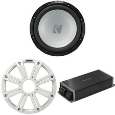 Kicker Marine KPX500.1 Powersports Amp  12" 2 Ohm  White Grill  Subwoofer ...
