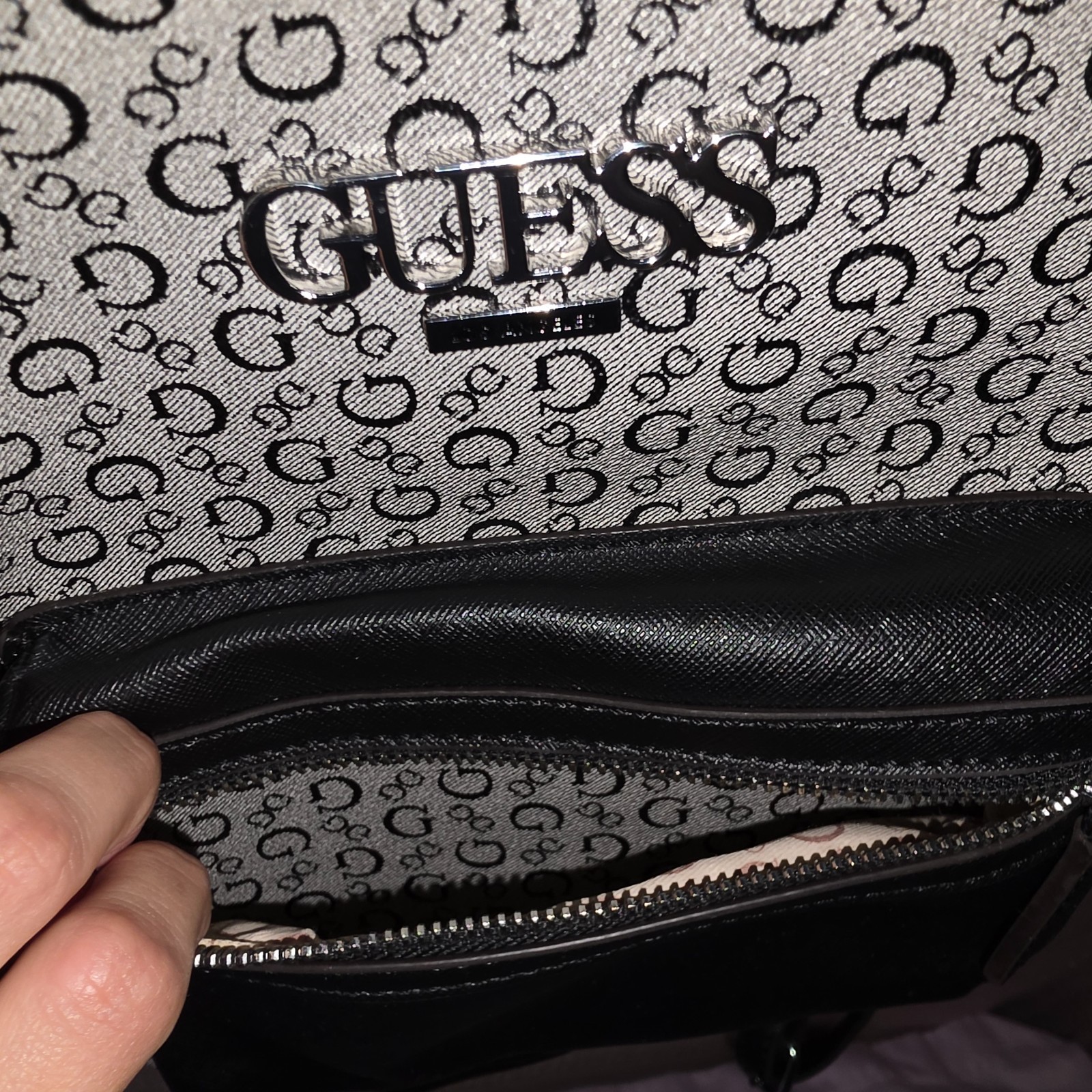 Guess Mini Backpack - Grey Black Monogram Logo _ PREOWNED — image 8