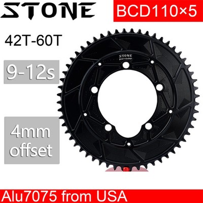 Stone 110bcd Round Bike Chainring 4MM Offset Aero for Sram Force Rival 42t-60t