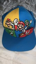 Super Mario Hat Cap Snap Back Blue Kids Gaming Nintendo Bowser Yoshi Luigi Toad