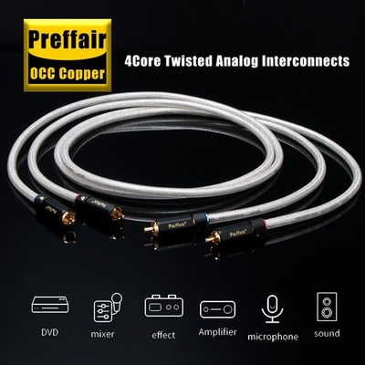 Preffair OCC Cooper Silver Plated HiFi RCA Cable Audio Signature Cord 