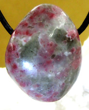 LEPIDOLITH mit TURMALIN PINK Trommelstein  gebohrt  EDELSTEIN ANHÄNGER  Nr.206