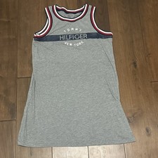 Tommy Hilfiger Tank Dress Womens Large Junior Tank Spellout Gray Knit Beach