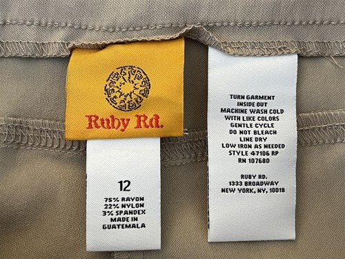 NWT Ruby Rd. Size 12 x 27" Casual Chino Beige Pull On Ankle Pants MSRP $44 - Picture 10 of 10