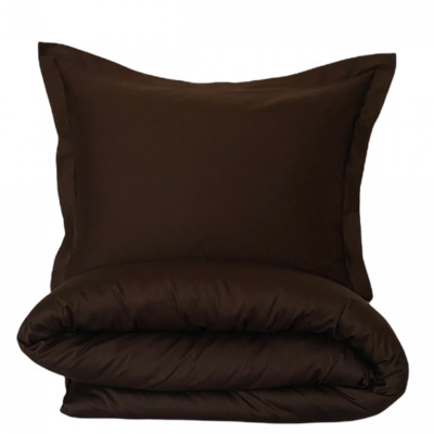 Soft Duvet Cover Set 3 Pc Brown Dark Egyptian Cotton Sateen Single Double King