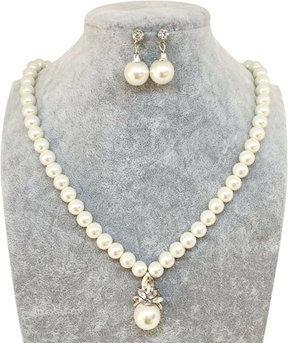 Ladies Faux Pearl Diamante Flower 