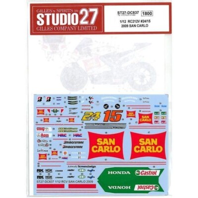 STUDIO27 Decals for TAMIYA 1/12 HONDA RC212V #24/15 2009 SAN CARLO from japan
