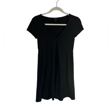 Forever 21 Ribbed Black V-neck Babydoll Mini A-Line Dress Women’s Size Small