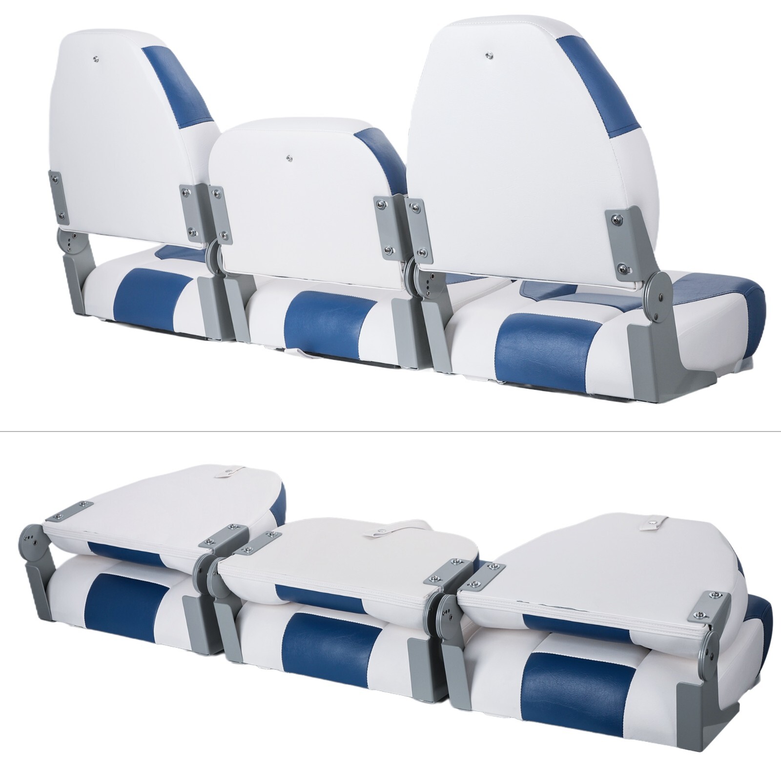 NORTHCAPTAIN White/Pacific Blue  52" Folding Bass Boat Seat 3 PCS