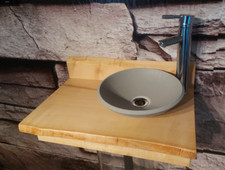 Ahorn Waschtisch Massivholz Holz CORIAN Baumkante Gäste WC Bad Waschbecken