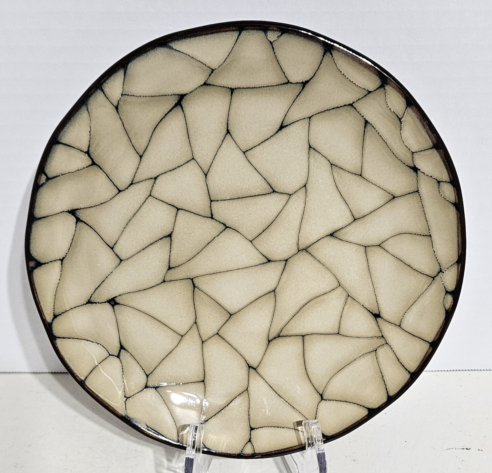 (2) Gibson Elite Zambezi Salad Plates 8.5" Dark Brown Cream Round - Set Of 2