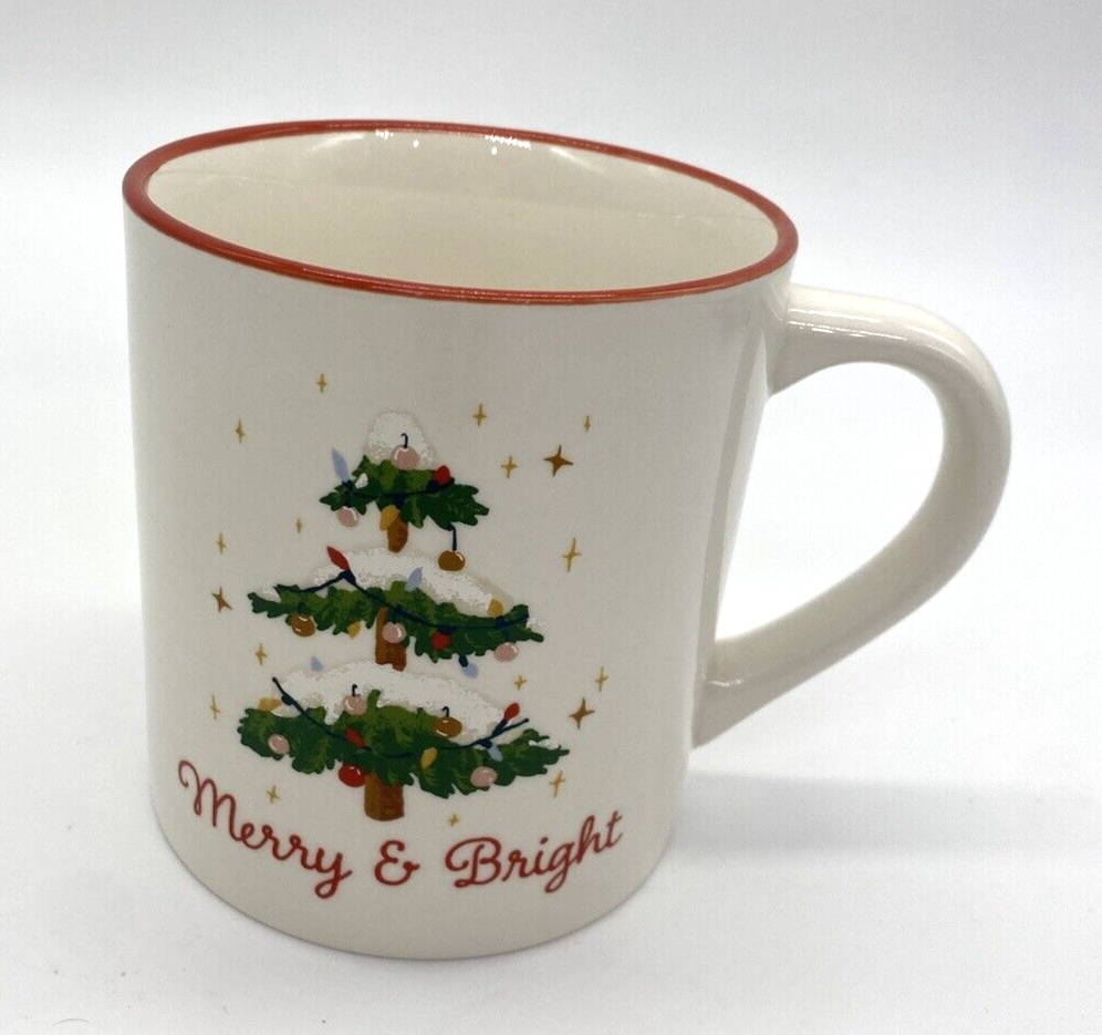 Target Threshold Merry Bright Christmas Tree Holiday Stoneware Coffee Cup  Mug