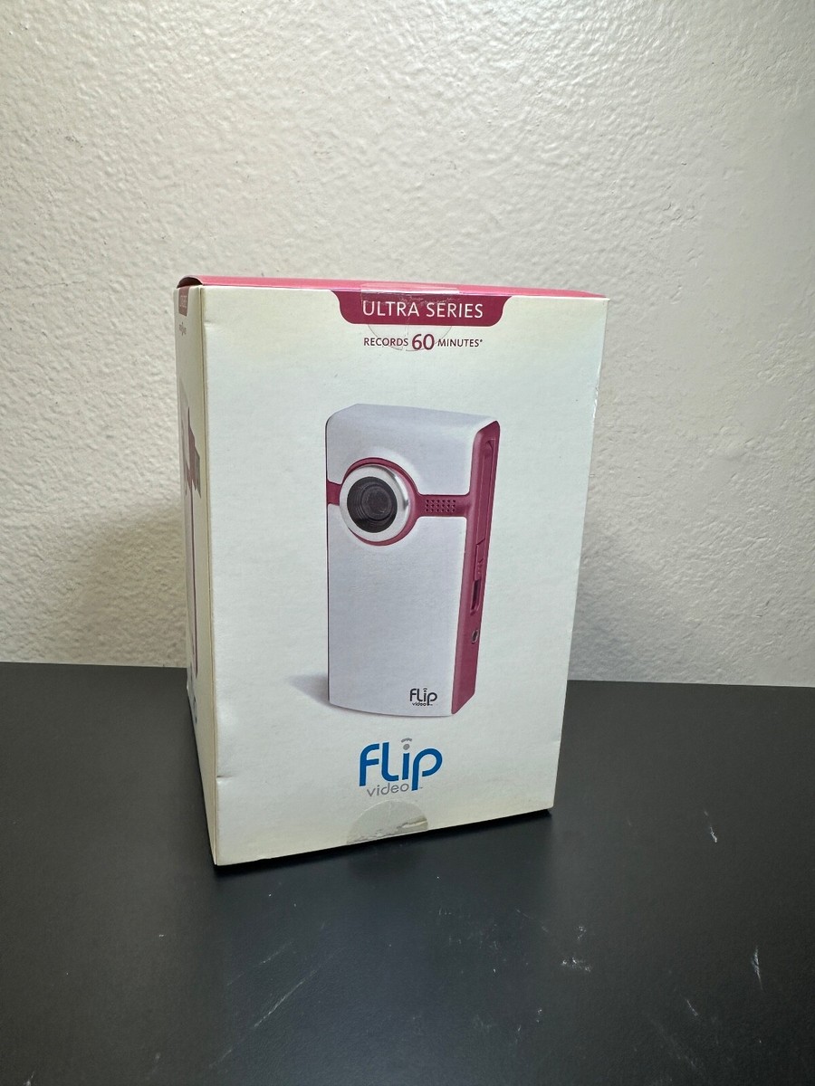 NEW Flip ULTRA SERIES RECORDS 60 MIN WHITE/PINK 2GB OF MEMORY (F260)