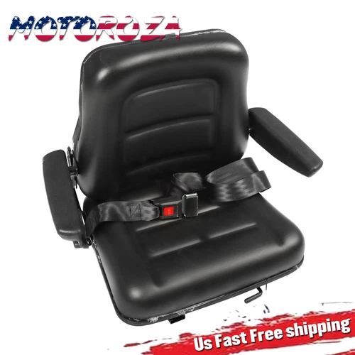 Adjustable Backrest Tractor Seat w/Armrest Universal Forklift Seat