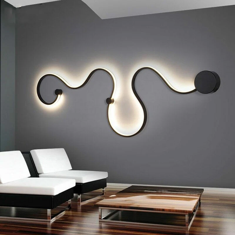Contemporary Snake Curved LED Wall Sconce Living Room Cafe Wall Light Fixture