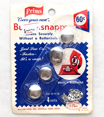 Prims Snap Sew On Button Snaps Vintage Mid Century Sewing Notions Prym USA
