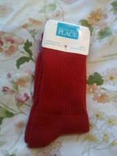 Children's Place Dark Red Crew Socks size m fits shoes size 1-2 87 cotton 