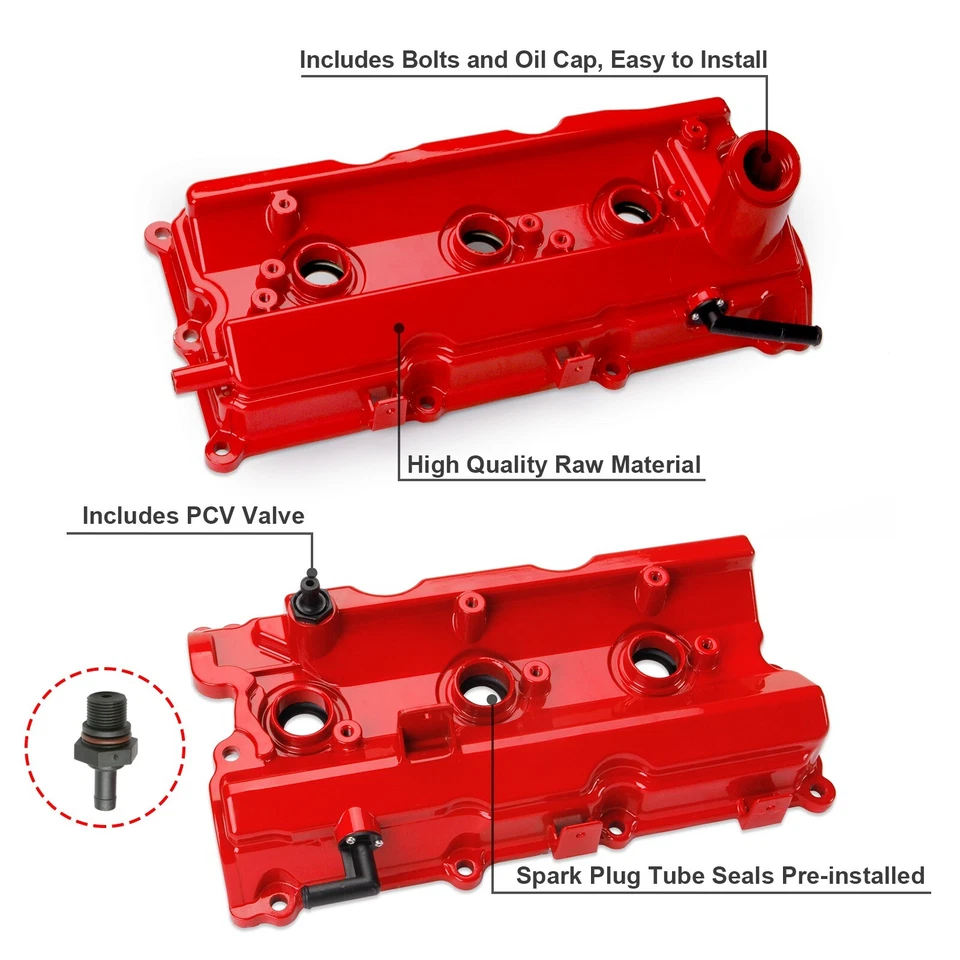 Juego de cubierta de válvula de aluminio con accesorios de montaje para Nissan 350Z VQ35DE 2003-2007 Foto 3 de 4