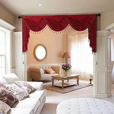 ELKCA Burgundy Red Valance for Festival Holiday,Thick Chenille Window Curtains V