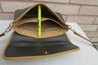 Vintage Mark Cross Signature Herringbone Canvas Leather