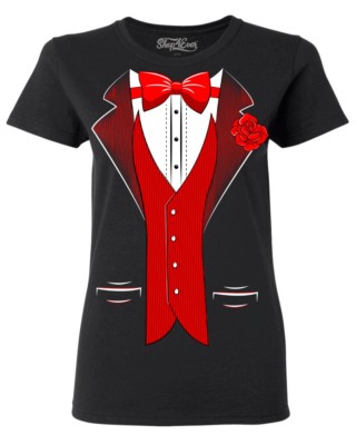 womens tuxedo shirt with bow tie
