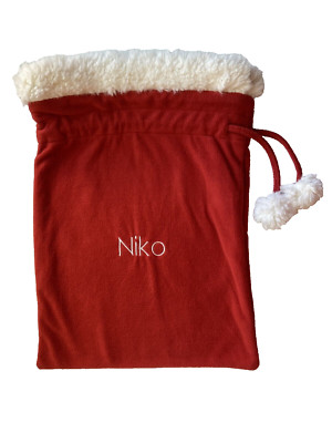 Pottery Barn Kids NIKO Mono Red Fleece Santa Bag Extra Small XS 16x12 2020 18