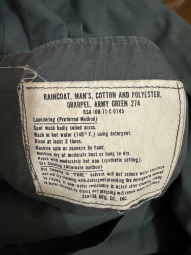 Vtg Vietnam Era Army Rain Trench 8405-965-2161 Quarpel 274 Officer Olive 42R - Picture 7 of 9