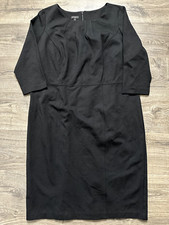 Talbots Dress Womens 14w Sheath Knee Length 3/4 Sleeve Career Minimalist Black