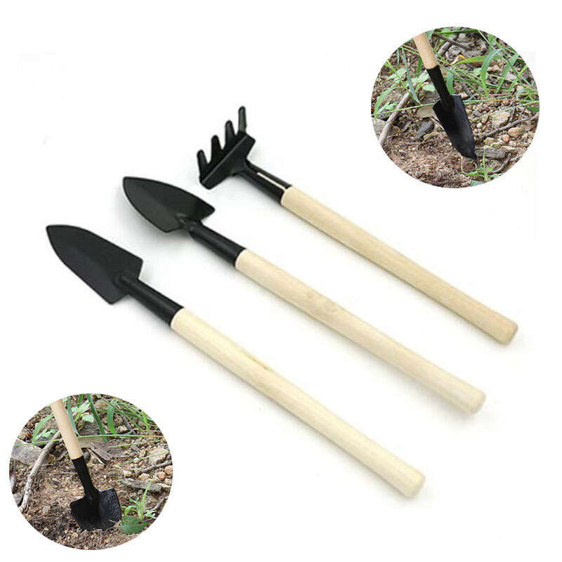 3pcs Plant Garden Gardening Tools Rake Shovel Set Succulent Bonsai Indoor  Plant | eBay