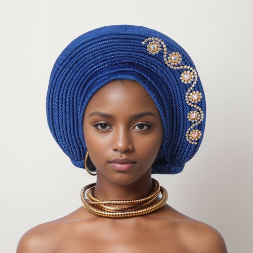 Cappelli hijab festa matrimonio donne africane auto gel cravatta nigeriana Aso Oke berretti - Foto 17 di 36