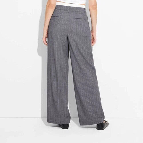Wild Fable Damen Gr. XXL High Rise Wide Leg Boxershorts grau Nadelstreifen - Bild 3 von 3