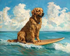 Golden Retriever Surfer 8x10 Matte Print