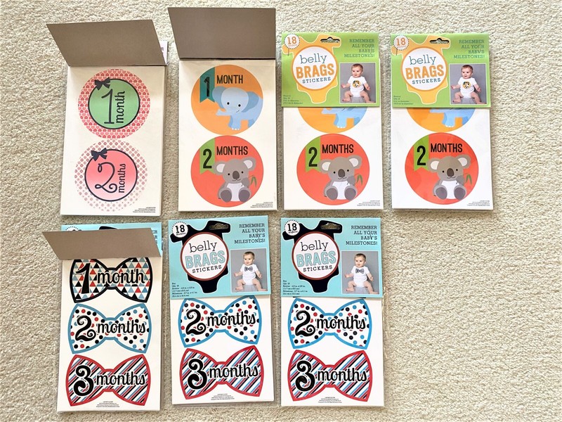 8 PKGS. of 18 BABY'S MILESTONES BELLY BRAG STICKERS