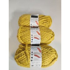 Touch Of Alpaca Thick  Quick Lion Brand Yarn Jumbo 7, Yellow Mustard, 3pk Lot