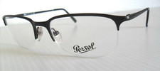 NEW VINTAGE 1995 PERSOL 2104 BLACK SQUARE RIMLESS HALF RIM EYEGLASSES