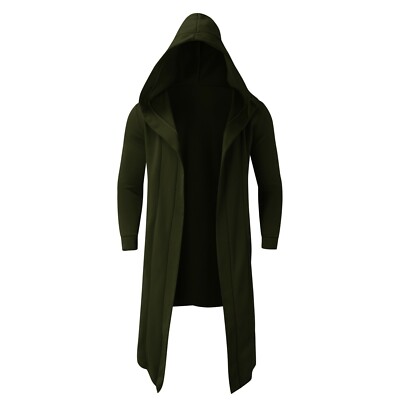 Open Front Mens Long Hooded Sweater Men Cardigan Men's Long