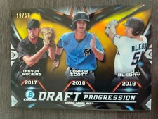 2019 Bowman Draft Chrome JJ Bleday Trevor Rogers Progression Gold Refractor /50
