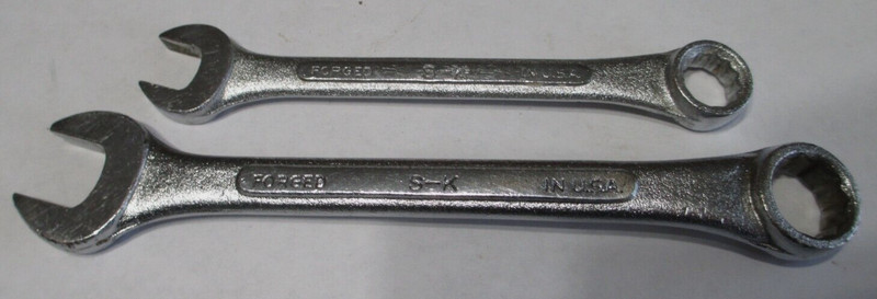 S-K Lectrolite C-12 3/8” & C-16 1/2" 12 Point Combination Wrenches (2) U.S.A.