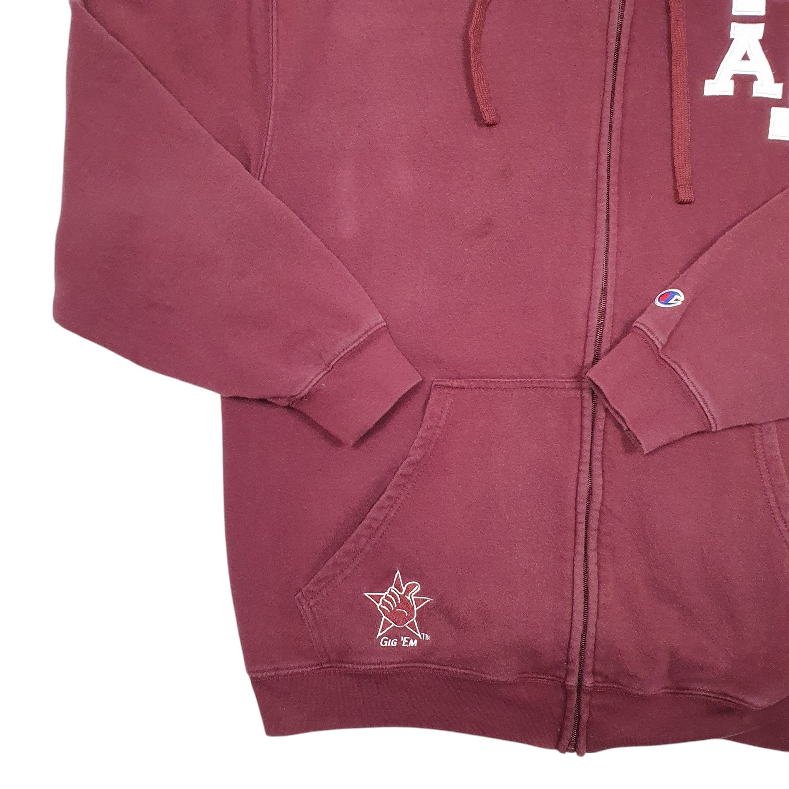 CHAMPION Full Zip Hoodie ATM Gig Em Jumper Sweatshirt Mens XL image 4