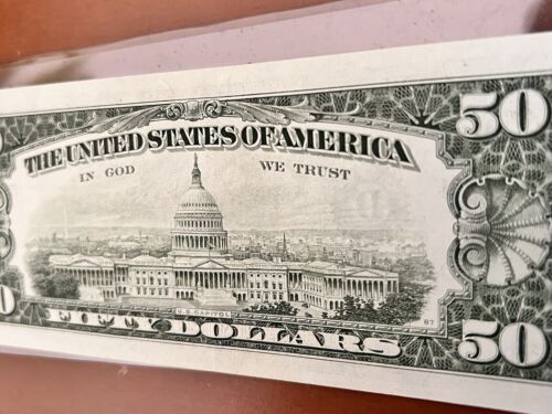 RARE, New & Crispy FREE SHIPPING 1985 $50 Dollar Bill Fancy Serial (D02152643A) - Picture 5 of 5
