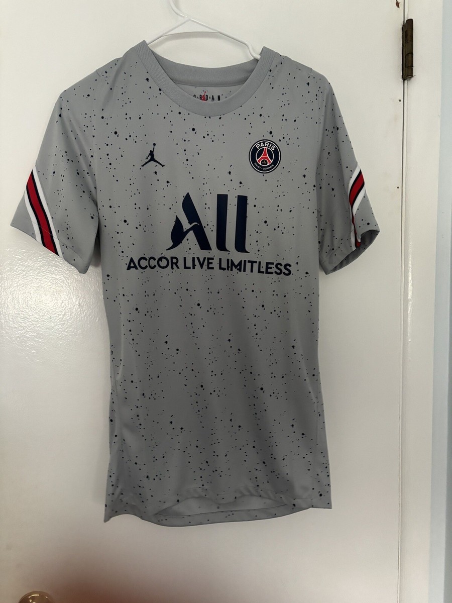JORDAN PARIS SAINT GERMAIN Shirt Mens Small Gray 21/22 Strike
