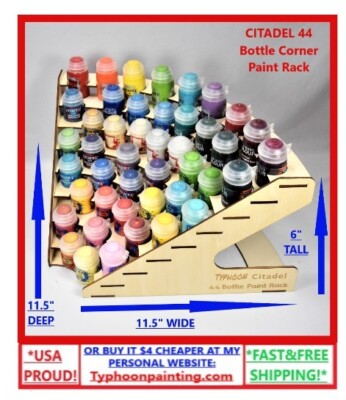 44 BOTTLE CITADEL PAINT RACK USA TYPHOON  HOBBY MINIATURE STORAGE WOODEN
