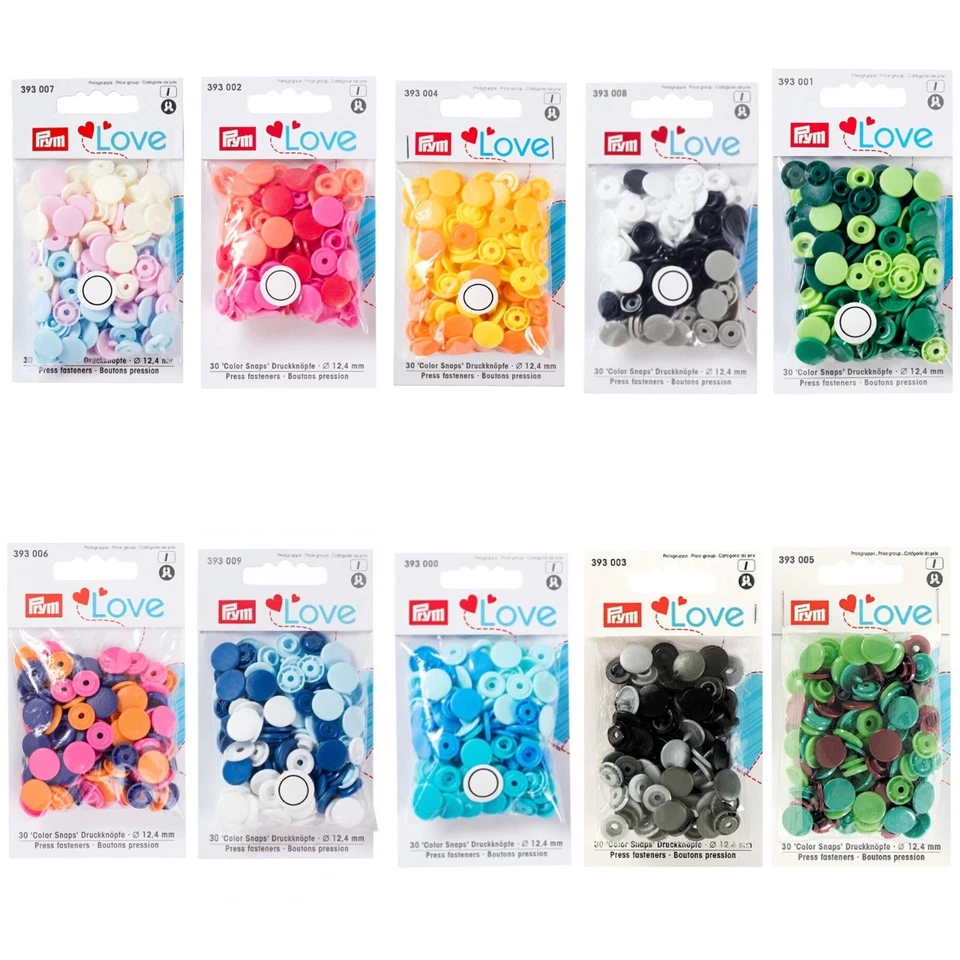 Prym Colour Snaps 12.4mm Diameter, Round Non-Sew Fasteners, Mixed Colour 30 Pack